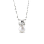 S925 Sterling Silver Moissanite Pearl Pendant Necklace