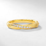S925 Sterling Silver Gold Twist Zircon Inlaid Ring