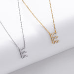 S925 Sterling Silver Simple Zircon Necklace with English Letters