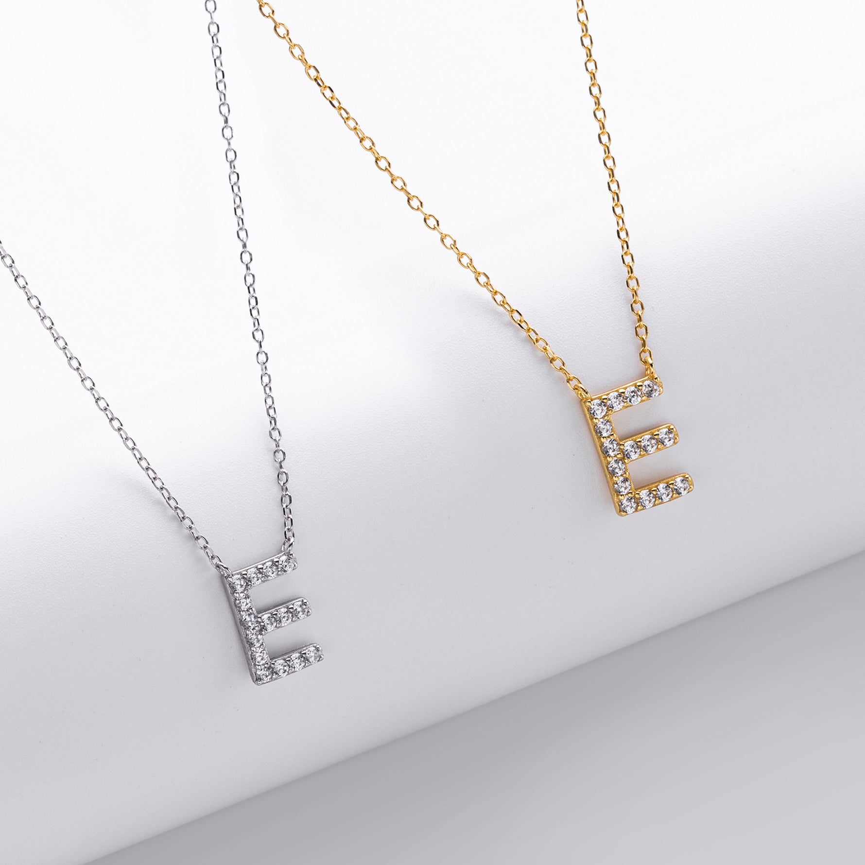 S925 Sterling Silver Simple Zircon Necklace with English Letters