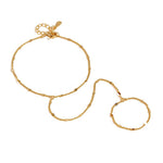 S925 Sterling Silver Beach Chain Ring Bracelet Integrated Chain Bracelet
