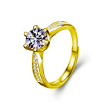925 Sterling Silver Six-Prong Moissanite Ring