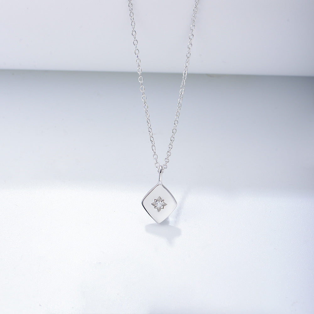 S925 Sterling Silver Glossy Gold-Plated Zircon Pendant Necklace