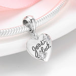 S925 Sterling Silver Heart Shape Engraved Good Luck Pendant with Zircon Inlaid