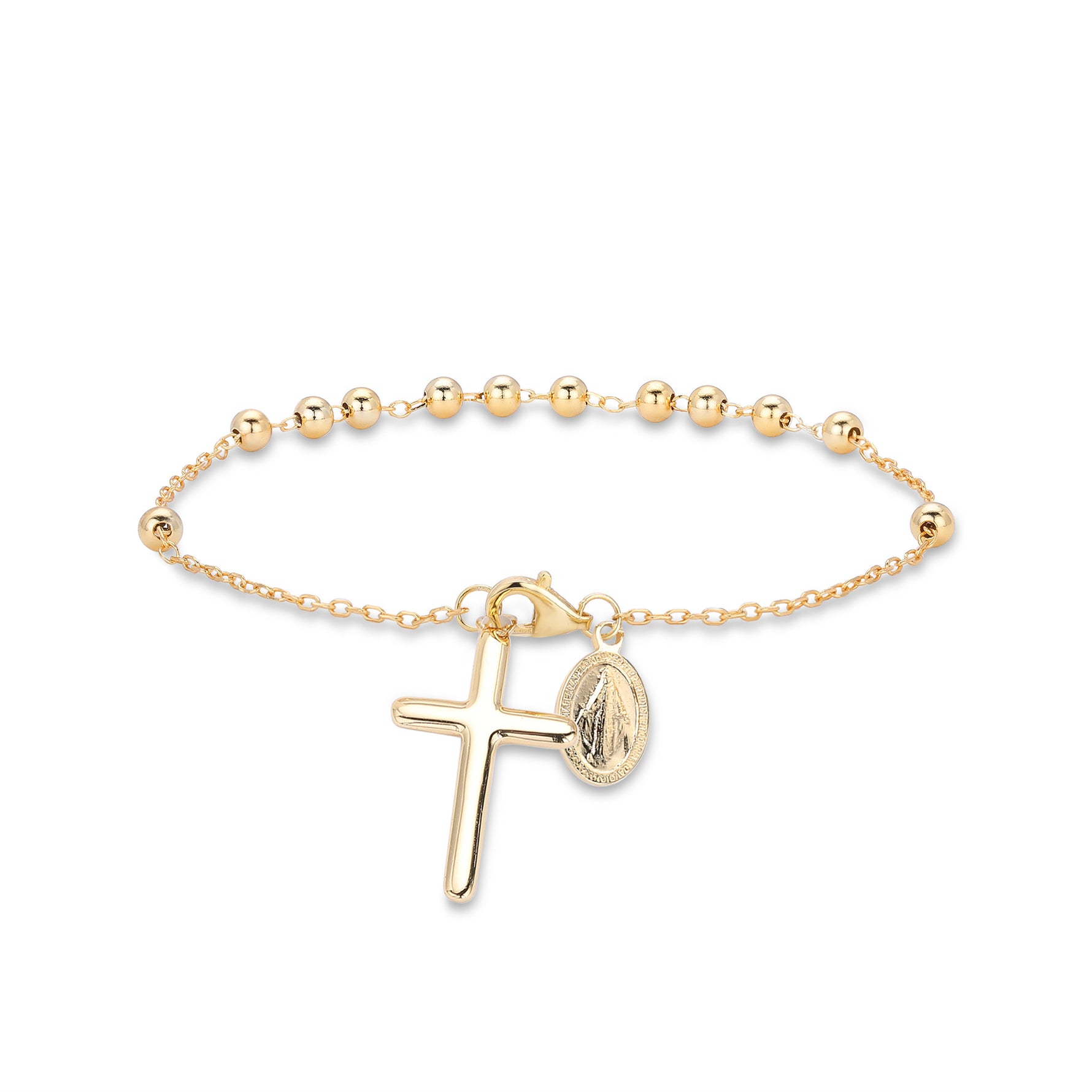 S925 Sterling Silver Rosary Cross Bracelet