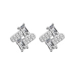 S925 sterling silver rectangular moissanite stud earrings