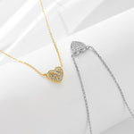 S925 Sterling Silver Heart-shaped Fully Jeweled Loving Heart Zircon Inlaid Necklace