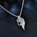 S925 Sterling Silver Moissanite Angel Wings Pendant Necklace