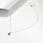 S925 Sterling Silver Natural Amethyst Pendant Zircon Necklace