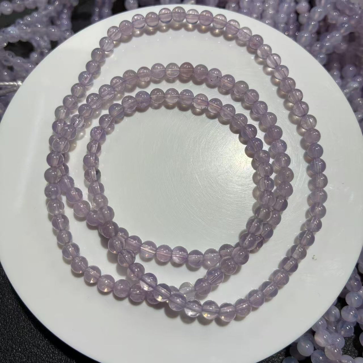 Natural Purple Jade-Quartz Three-Strand Bracelet