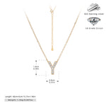 S925 Sterling Silver Simple Zircon Necklace with English Letters
