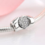 S925 Sterling Silver Hand Heart Shape Bead Pendant