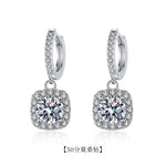 S925 Sterling Silver Long Square Earrings Set with Moissanite