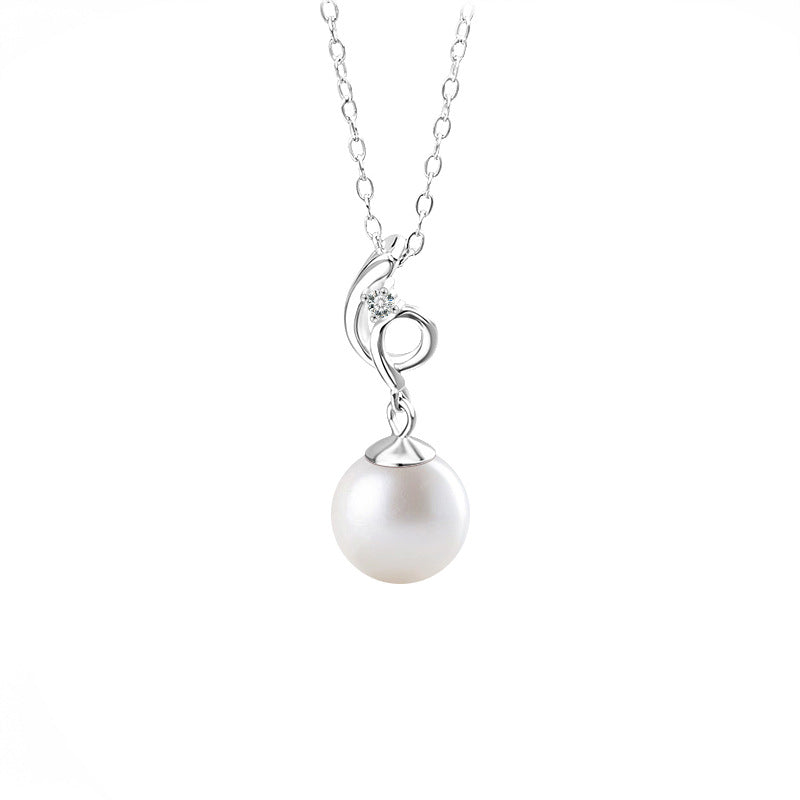 S925 Sterling Silver Moissanite Pearl Pendant Necklace