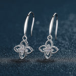 Four-Leaf Clover Earrings — 925 Sterling Silver & Moissanite Jewelry