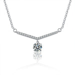 S925 Sterling Silver V-Shaped Moissanite Pendant Necklace