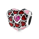 S925 Sterling Silver Ruby Heart Bead Pendant