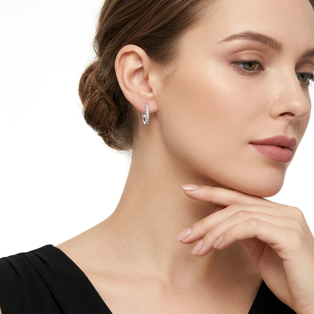 S925 Sterling Silver Sweet & Chic Moissanite Hoop Earrings