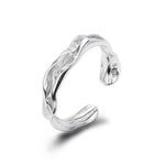 S925 Sterling Silver Luxury Niche Ring with Unique Texture and Irregular Opening