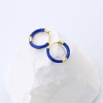 925 Sterling Silver Blue Enamel Drop Earrings