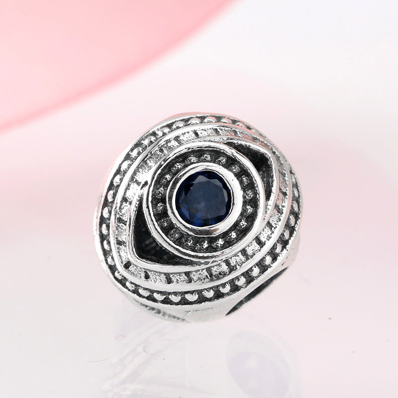 S925 Sterling Silver Devil's Eye Beaded Sapphire Zircon Pendant