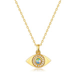 S925 Sterling Silver Gold-Plated Evil Eye Zircon-Inlaid Pendant Necklace