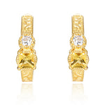 S925 Sterling Silver Gold-Plated Square Yellow Crystal Earrings