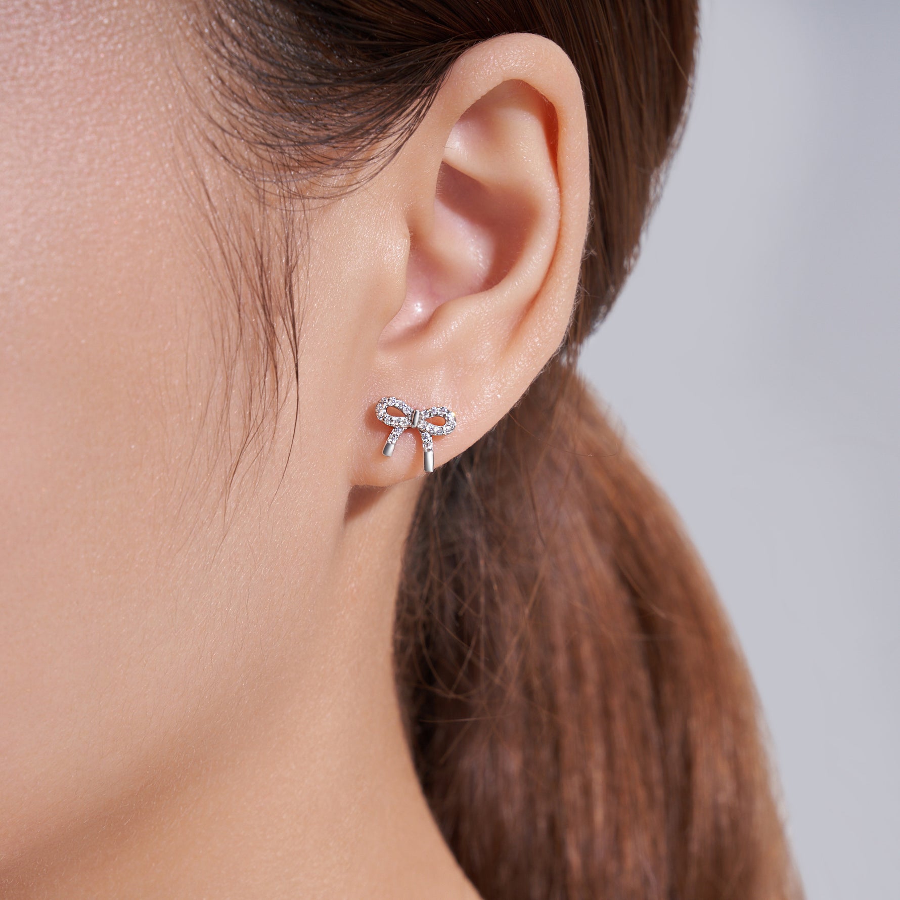 S925 Silver Bow Moissanite Stud Earrings