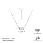 Rectangular colored zircon s925 sterling silver December birthstone collar necklace