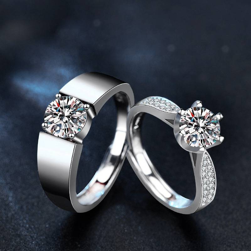 S925 Sterling Silver Moissanite Couple Ring