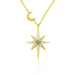 S925 Sterling Silver Moissanite Eight Awn Star Necklace