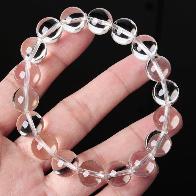 Natural Clear Quartz Single Round Bead Bracelet, Clear Clarity