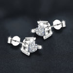 Stylish Women's Heart-Shaped Stud Earrings — Moissanite & 925 Silver