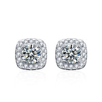 Square Moissanite Stud Earrings in 925 Sterling Silver