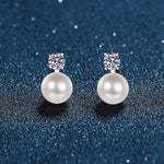 Versatile 925 Sterling Silver Pearl and Moissanite Stud Earrings