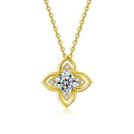 S925 Sterling Silver Moissanite Clover Pendant Clavicle Chain Necklace