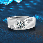 S925 Sterling Silver Simple Moissanite Men's Ring