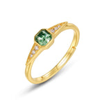 S925 Sterling Silver Gold-Plated Green Moss Ring