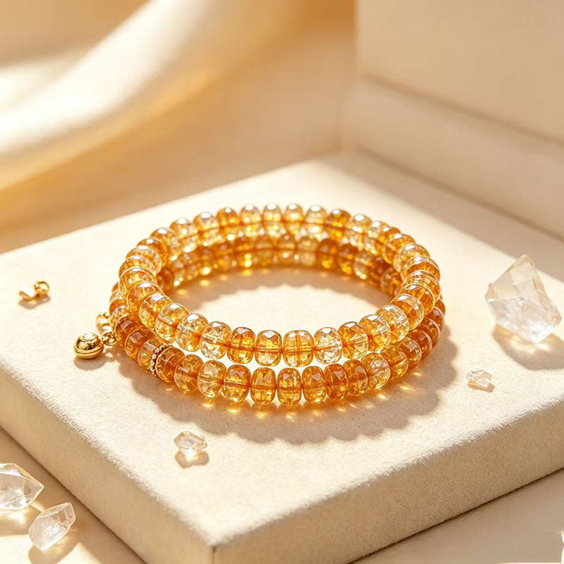Natural faceted citrine abacus-bead bracelet