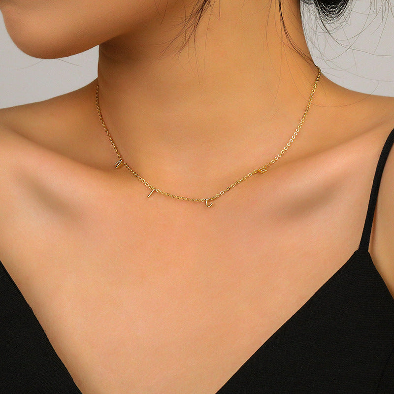 S925 Sterling Silver "NICE" Letter Necklace
