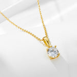 S925 Sterling Silver Four-Claw Round Zircon Necklace