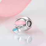 S925 Sterling Silver Pink Blue Enamel Hot Air Balloon Pendant