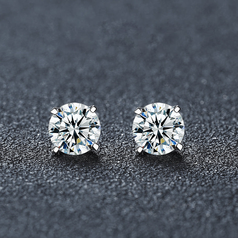 Classic Four-Prong Moissanite Stud Earrings