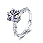 S925 Sterling Silver Bamboo Six-Claw Ring Moissanite Ring