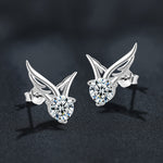 S925 Sterling Silver Moissanite Angel Wing Earrings
