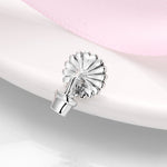 S925 Sterling Silver Creative White Sunflower Potted Beaded Zircon Pendant