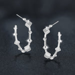 Moissanite S925 sterling silver bamboo C-shaped earrings