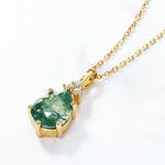 S925 Sterling Silver Inlay Natural Green Agate Pendant Necklace