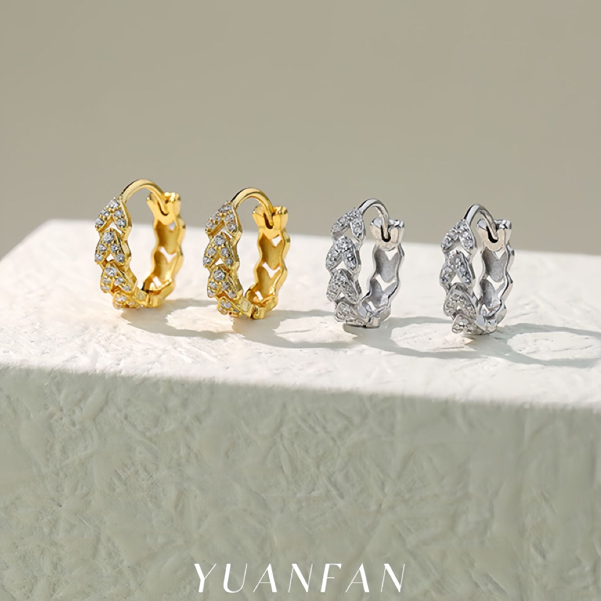 S925 Sterling Silver Zircon Hoop Earrings