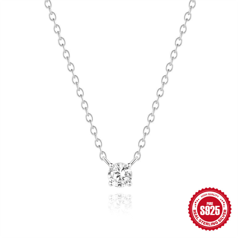 S925 Sterling Silver Solitaire Moissanite Necklace